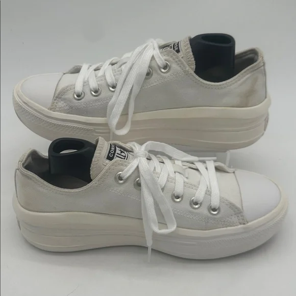 Chuck Taylor All Star Move White Classic Canvas Platform Lace up Women Size 9.5 - Picture 2 of 15